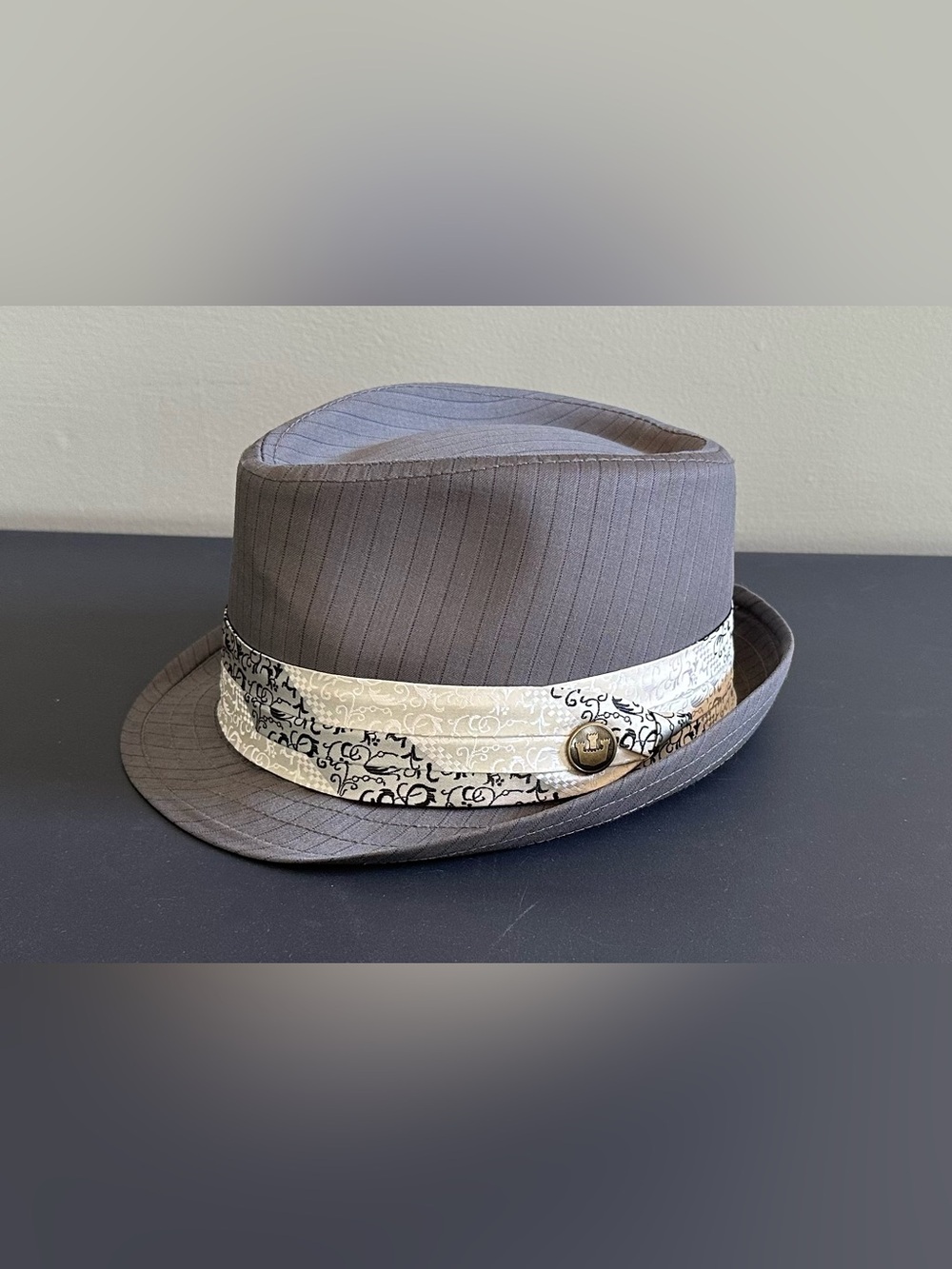 Goorin Brothers Moretti Womens Fedora Hat Gray Pinstripe WOOL Size S Small - EUC